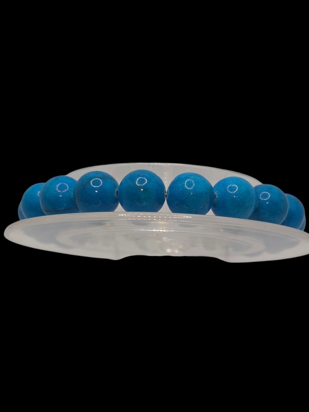 Sterling Silver 10mm Blue Turquoise Beaded Bracelet 6.5"